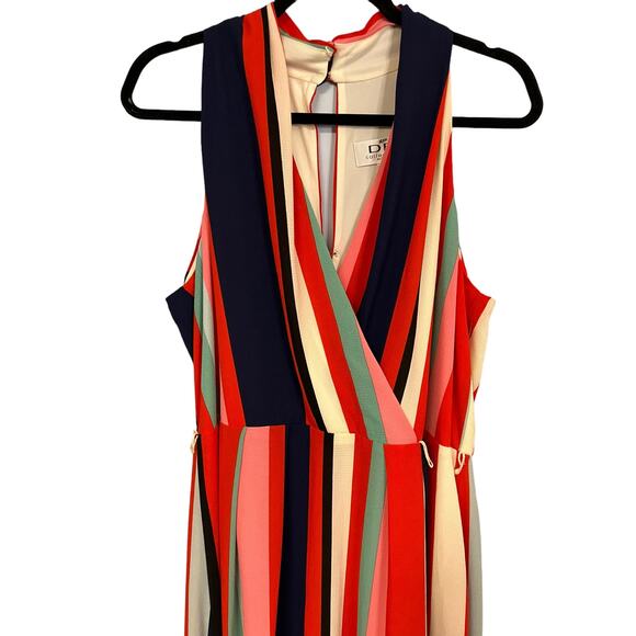 DR Collection by Donna Ricco Sleevless Multicolor Striped Midi Dress Size 16 - Picture 2 of 7